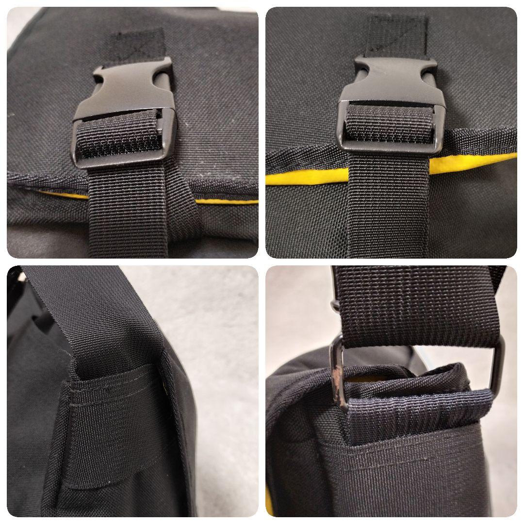 シュプリーム メッセンジャーバッグ ナイロン レザー 黒 黄色