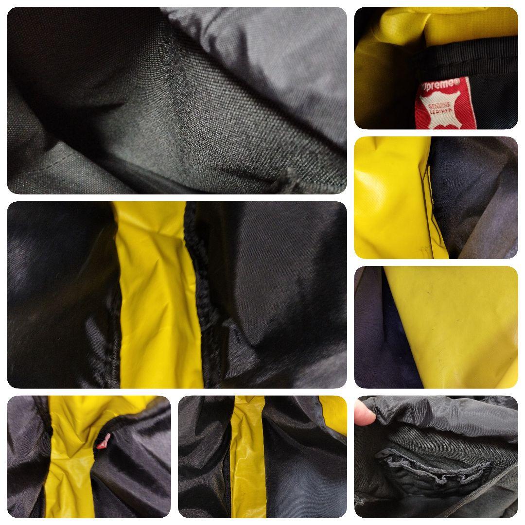 シュプリーム メッセンジャーバッグ ナイロン レザー 黒 黄色