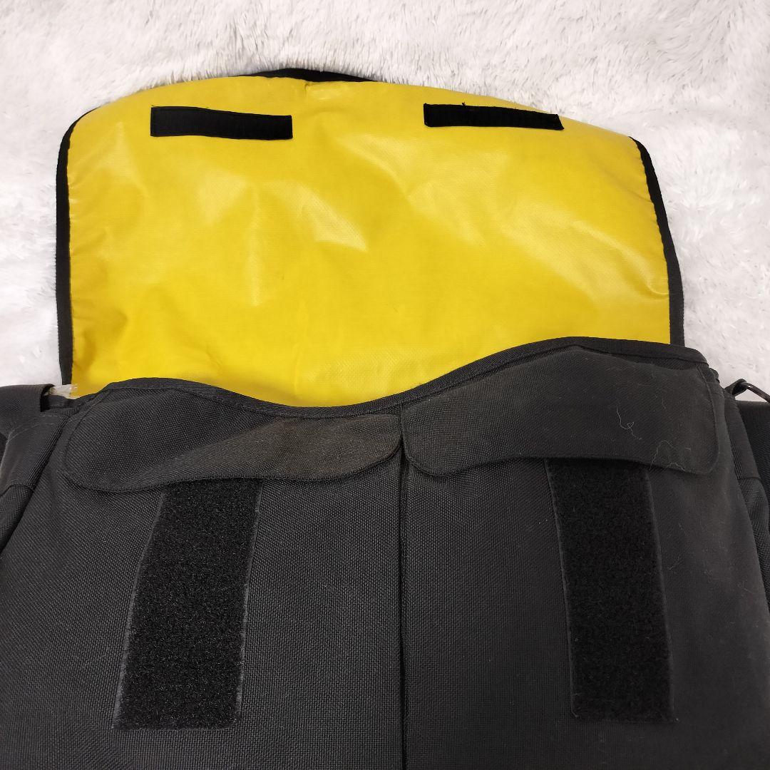 シュプリーム メッセンジャーバッグ ナイロン レザー 黒 黄色