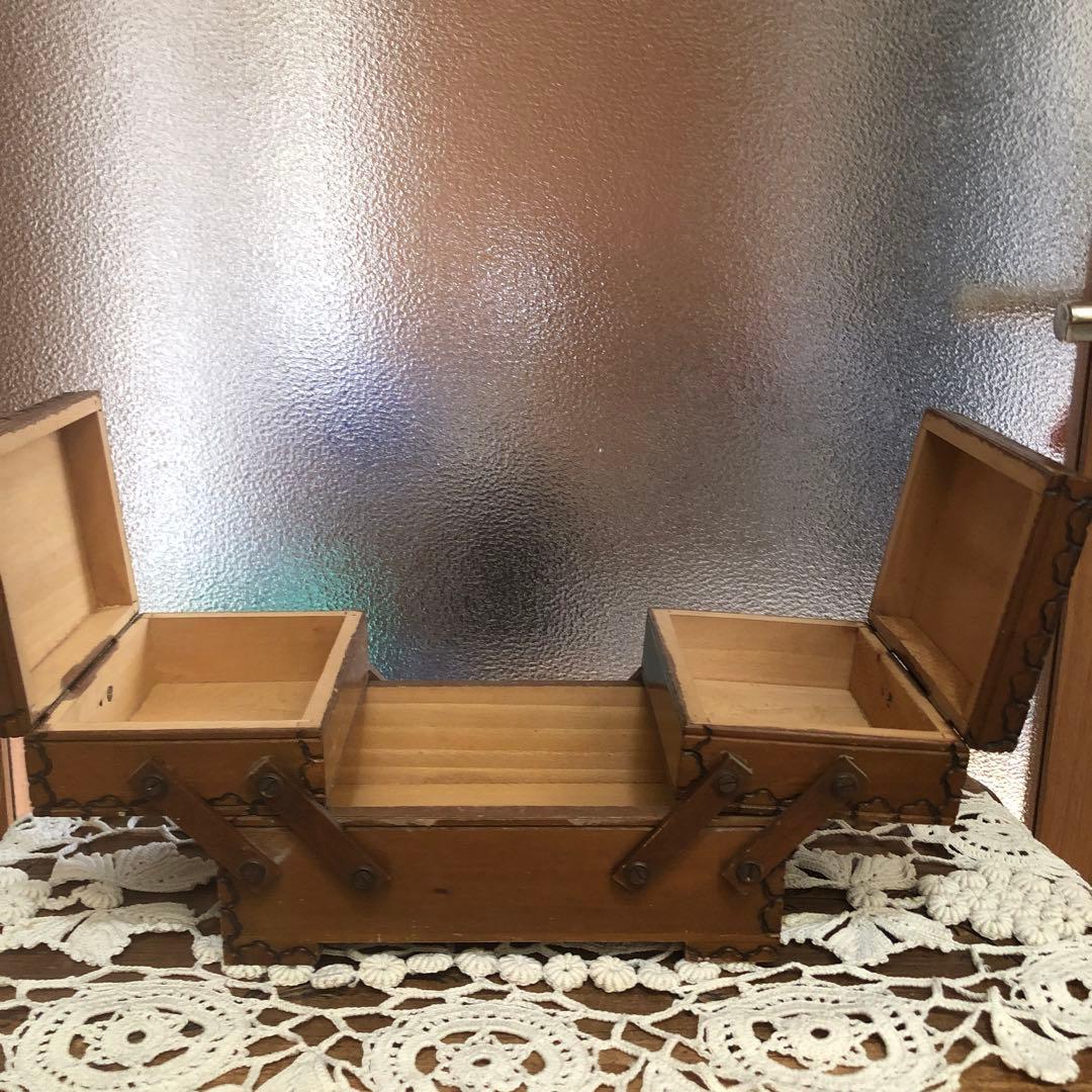 フランス　アンティーク　ヴィンテージ　ソーイングボックス　裁縫箱　木箱