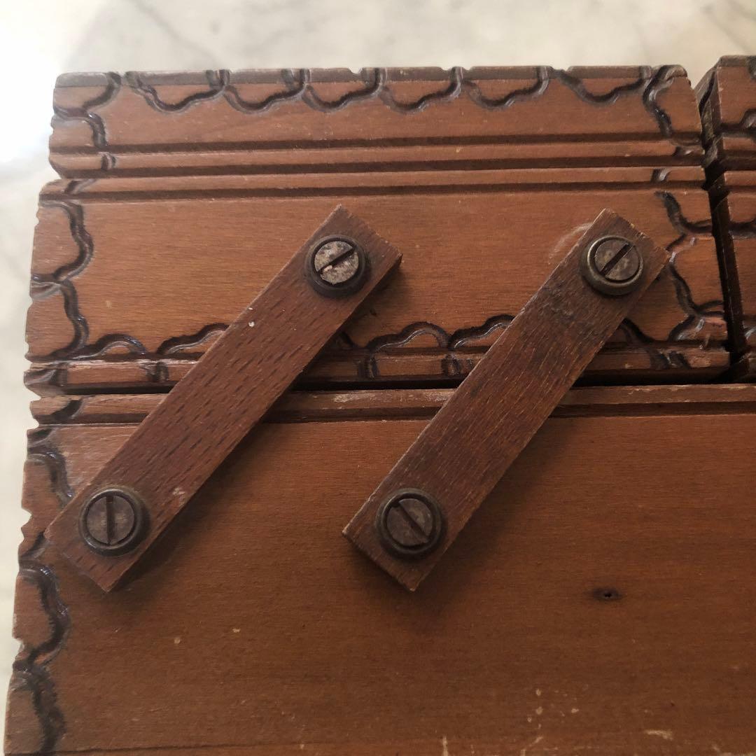 フランス　アンティーク　ヴィンテージ　ソーイングボックス　裁縫箱　木箱