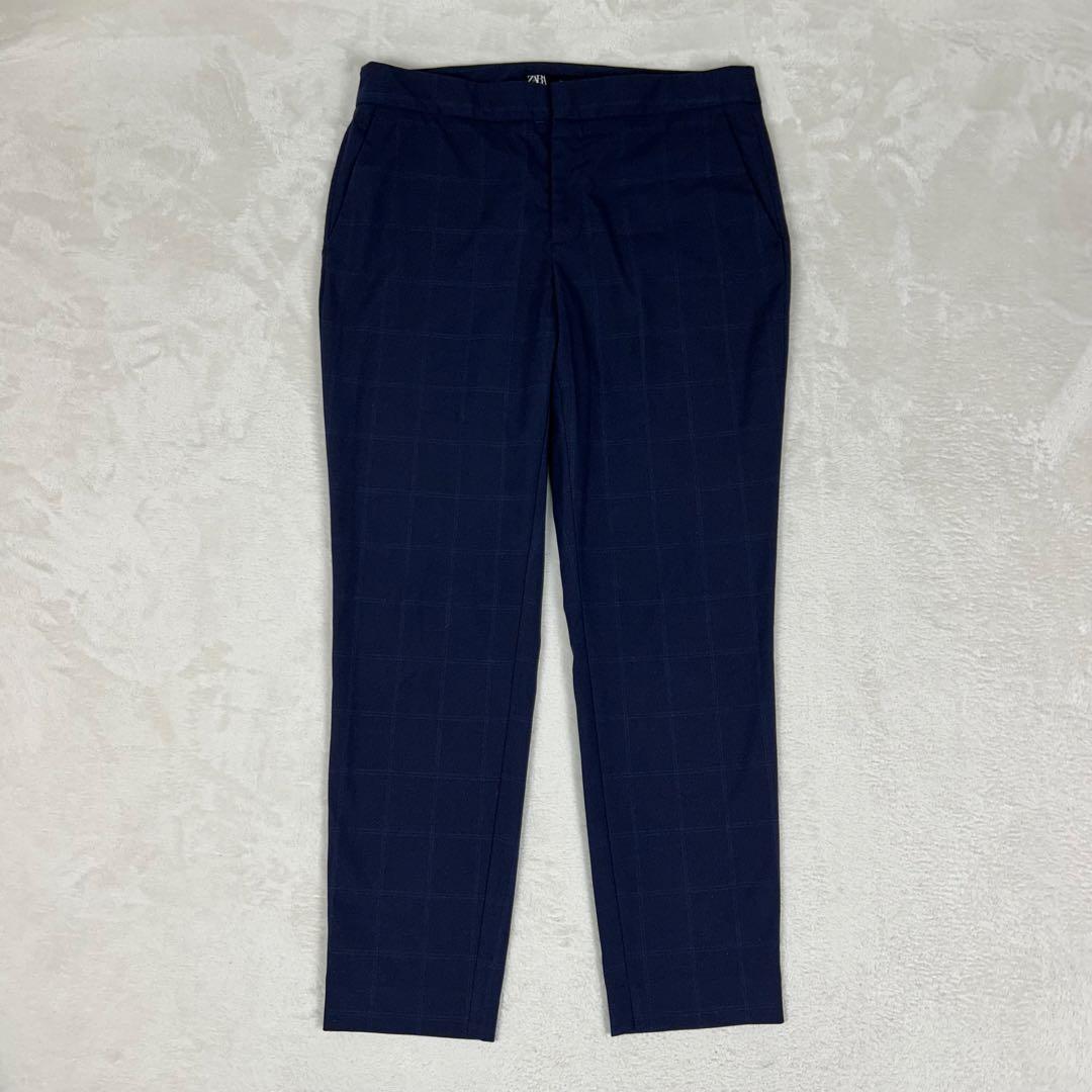 人気♡ザラ パンツスーツセットアップ ノーカラー チェック 大きいサイズ 洗濯