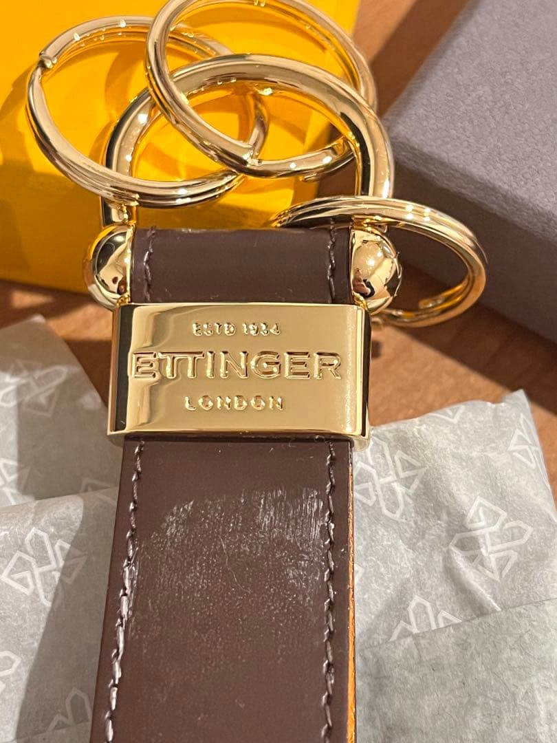 Ettinger ブラウンレザー キーホルダー