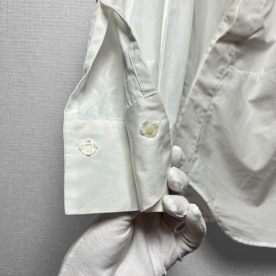 ヨウジヤマモトファム 斜めボタン 変形デザインシャツ スナップボタン 比翼仕立て