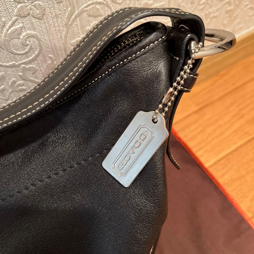 極美品✨COACH ブラックレザー ショルダーバッグ