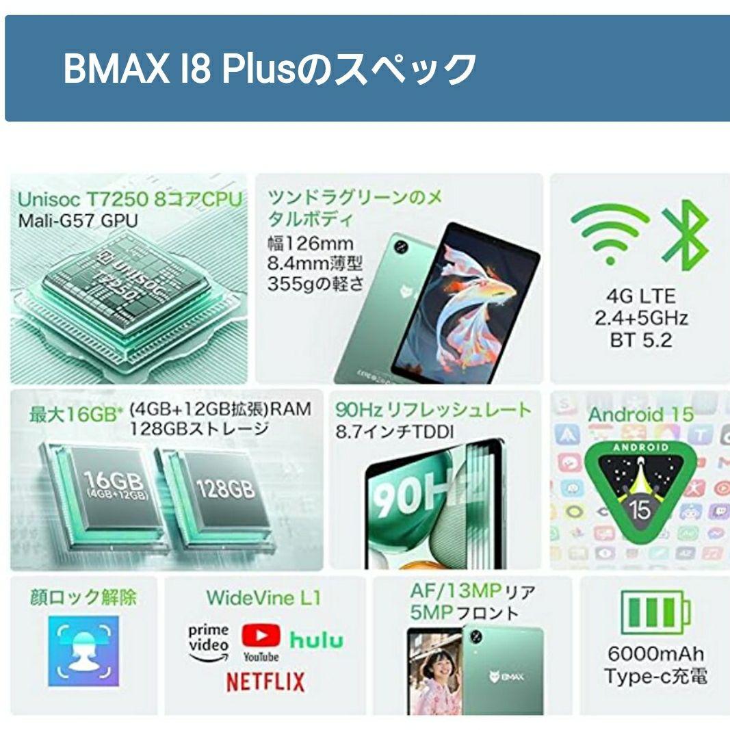 BMAX I8 Plus/8.7インチAndroid15/WiFi+SIMフリー
