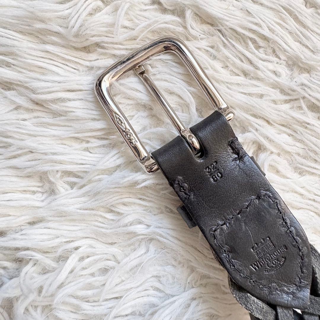 【廃盤品】ホワイトハウスコックス レザーメッシュベルト ブラック　32/80