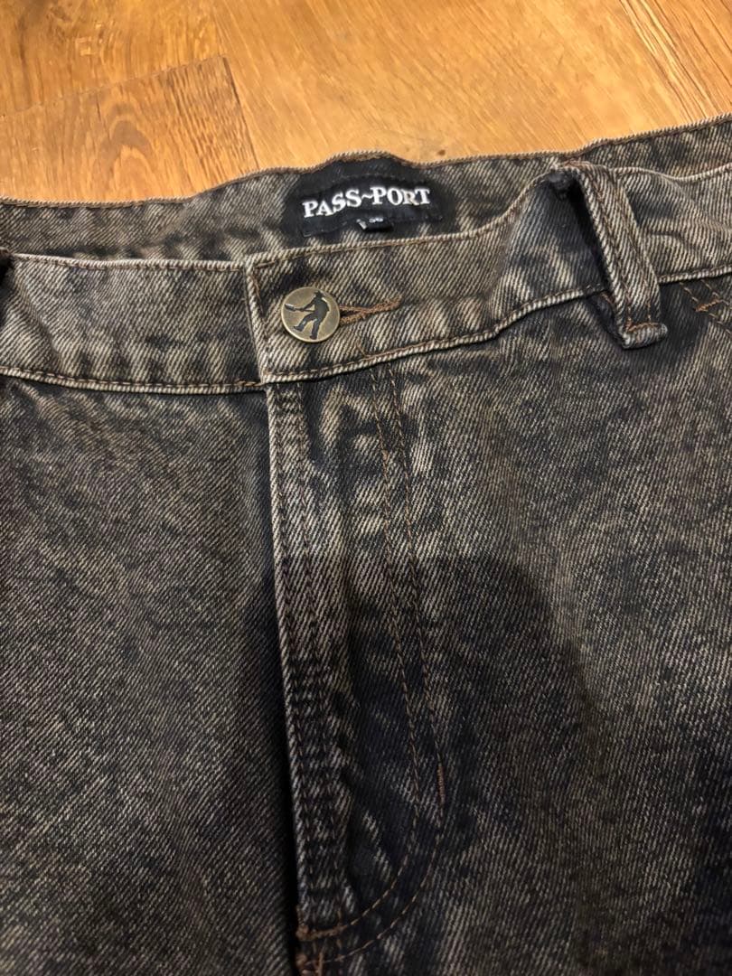 PASSPORTブラウンデニム ワイド 36 美品 スケーター