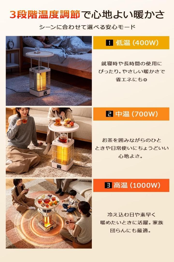 【M2317-101-70】3in1囲炉裏テーブルヒーター 360°速暖