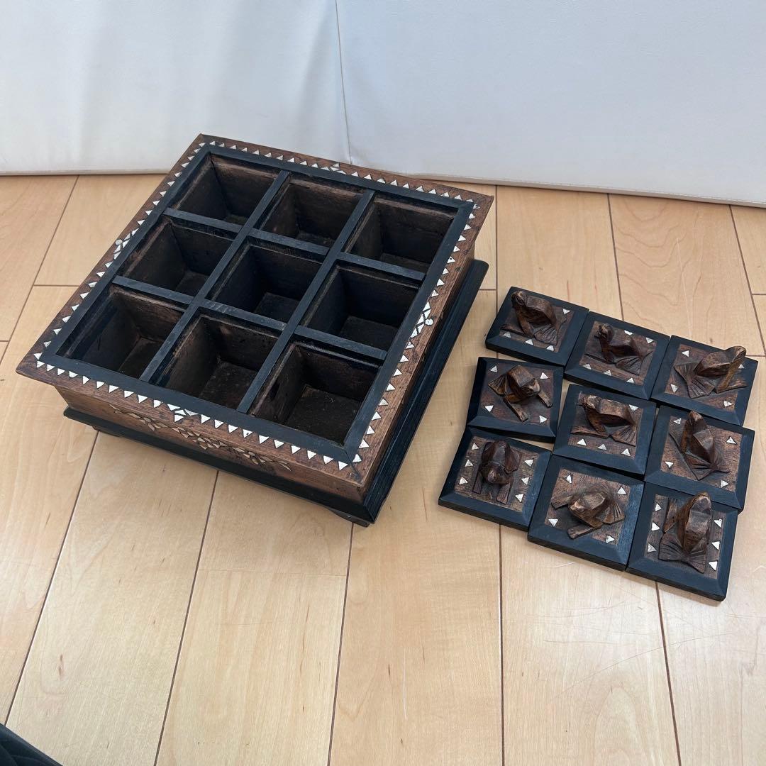 ヴィンテージ　螺鈿細工　象嵌　カエル彫刻　薬箱　小物入れ　収納　アジアン