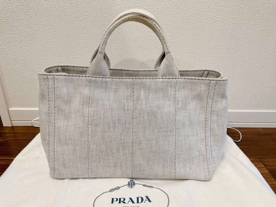 PRADA デニムトートバッグ M カナパ ビアンコ