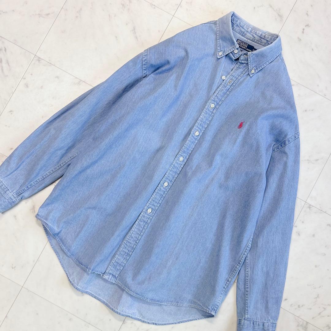 ポロラルフローレン BLAKE デニムシャツ XL ワンポイント刺繍 BD