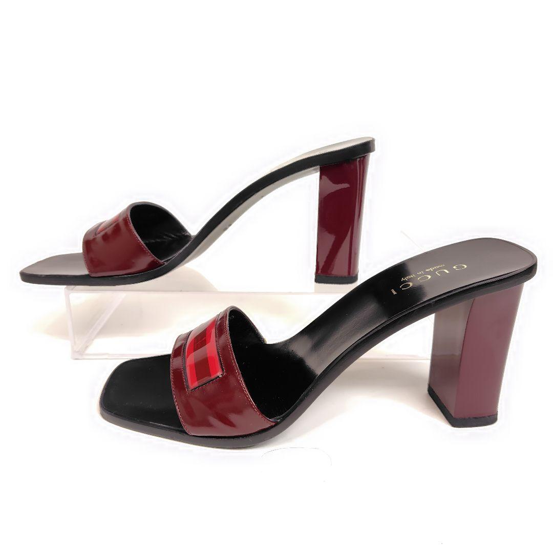 ★美品★GUCCI グッチ ヒールサンダル 25cm ミュール 8B チャンキー