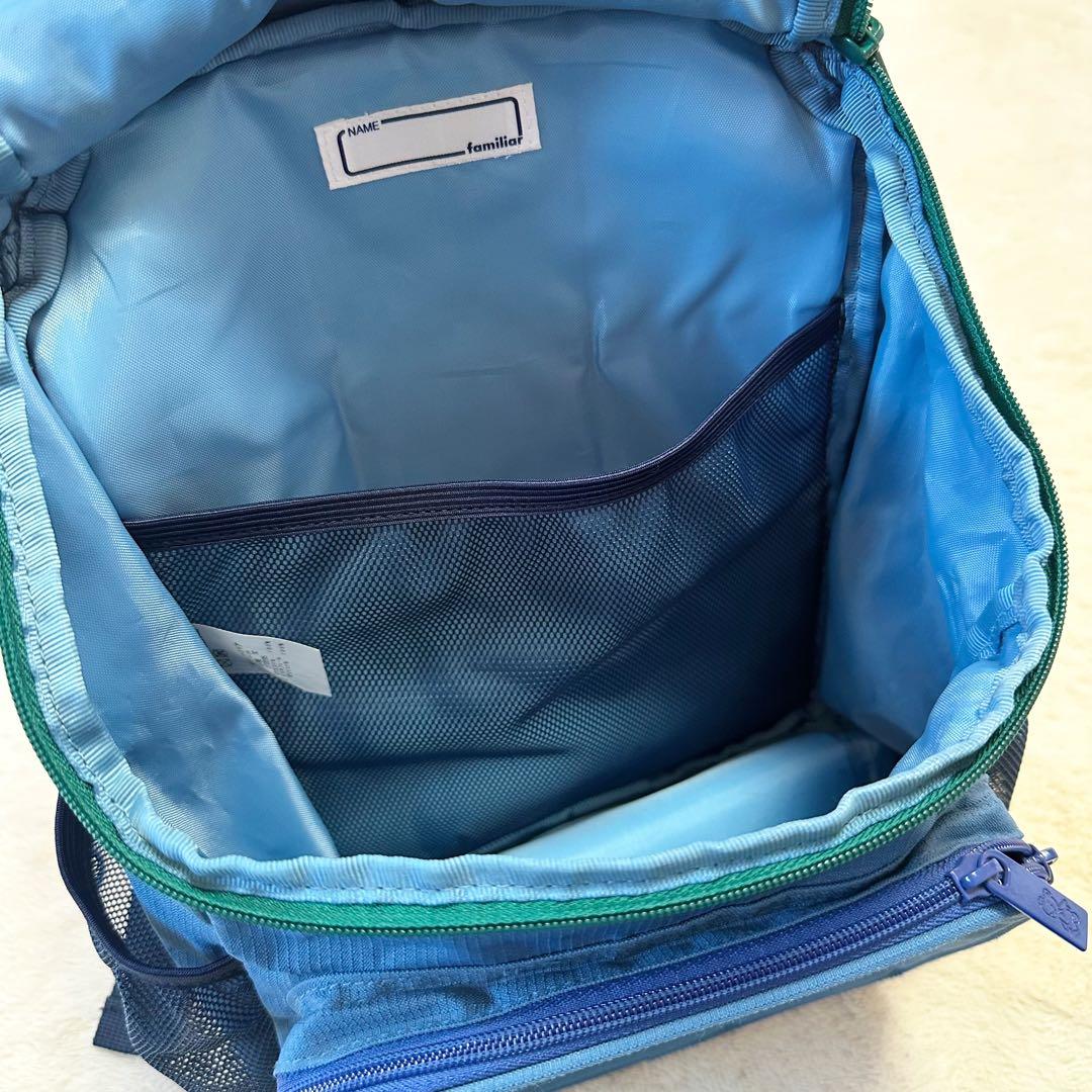 美品 familiar キッズ リュック ライトブルー 飛行機