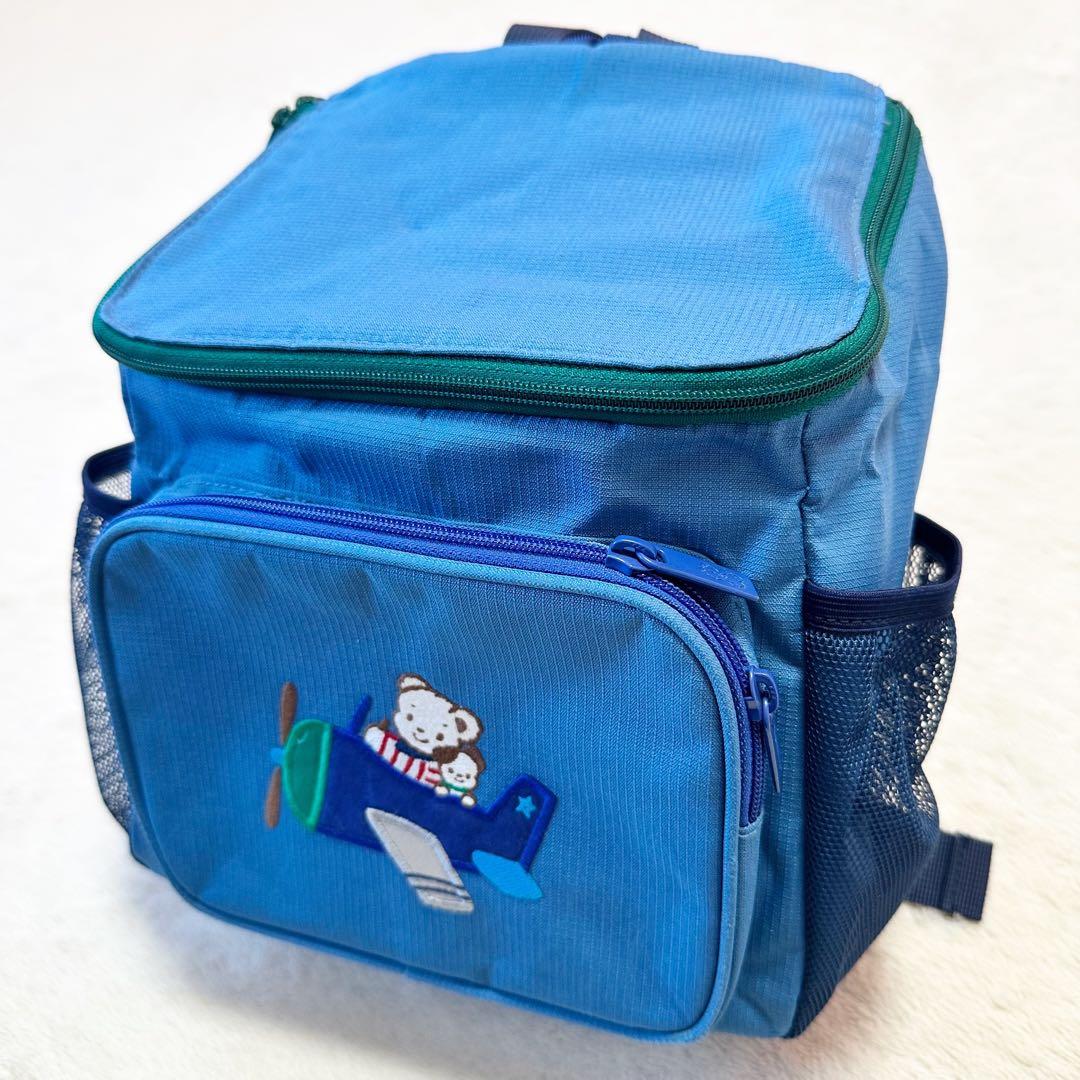 美品 familiar キッズ リュック ライトブルー 飛行機