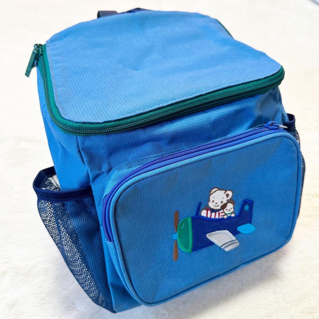 美品 familiar キッズ リュック ライトブルー 飛行機