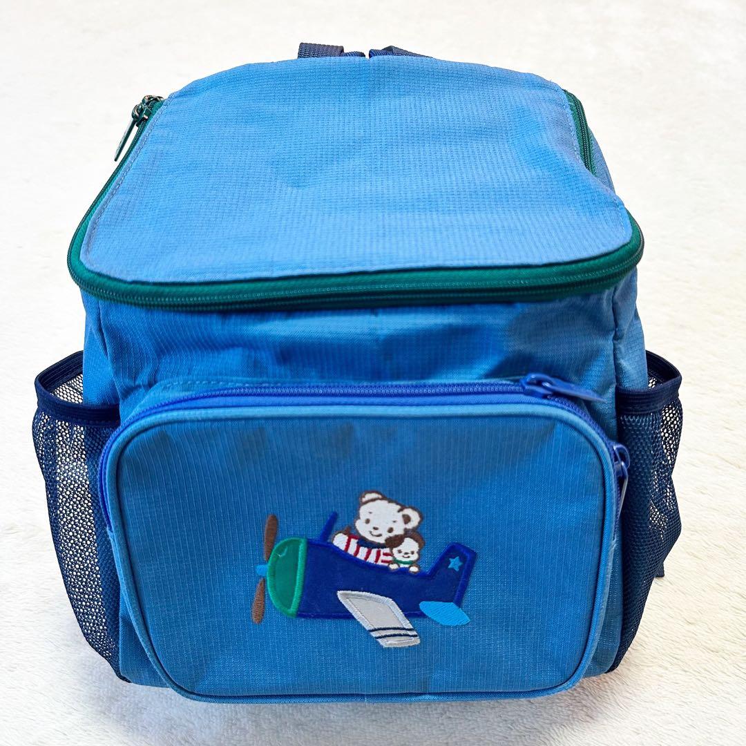 美品 familiar キッズ リュック ライトブルー 飛行機