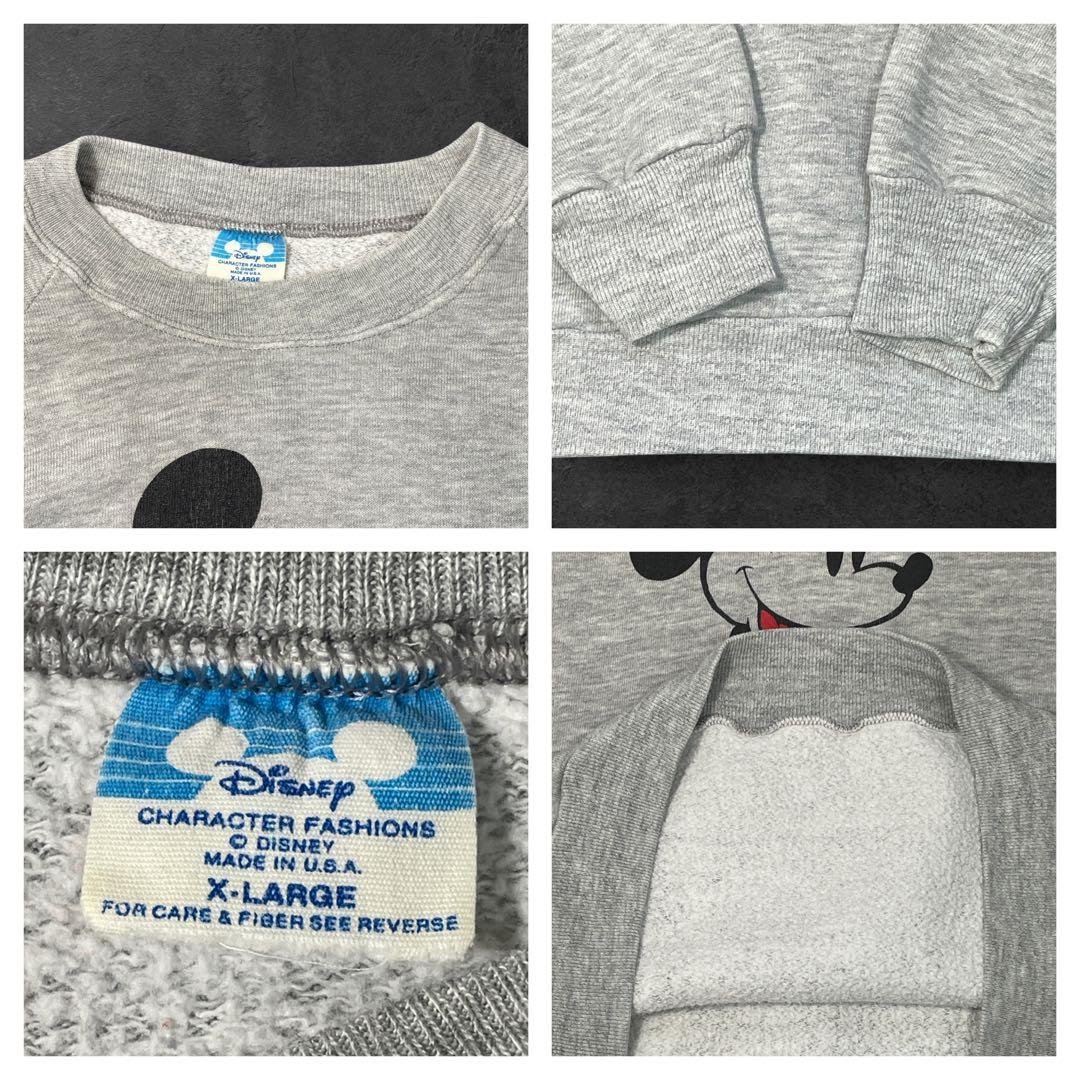 80s Disney ミッキー スウェット USA製 XL相当 短丈ヴィンテージ