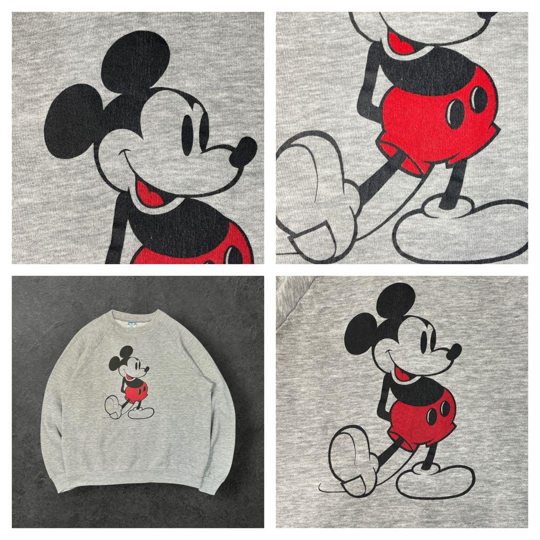 80s Disney ミッキー スウェット USA製 XL相当 短丈ヴィンテージ