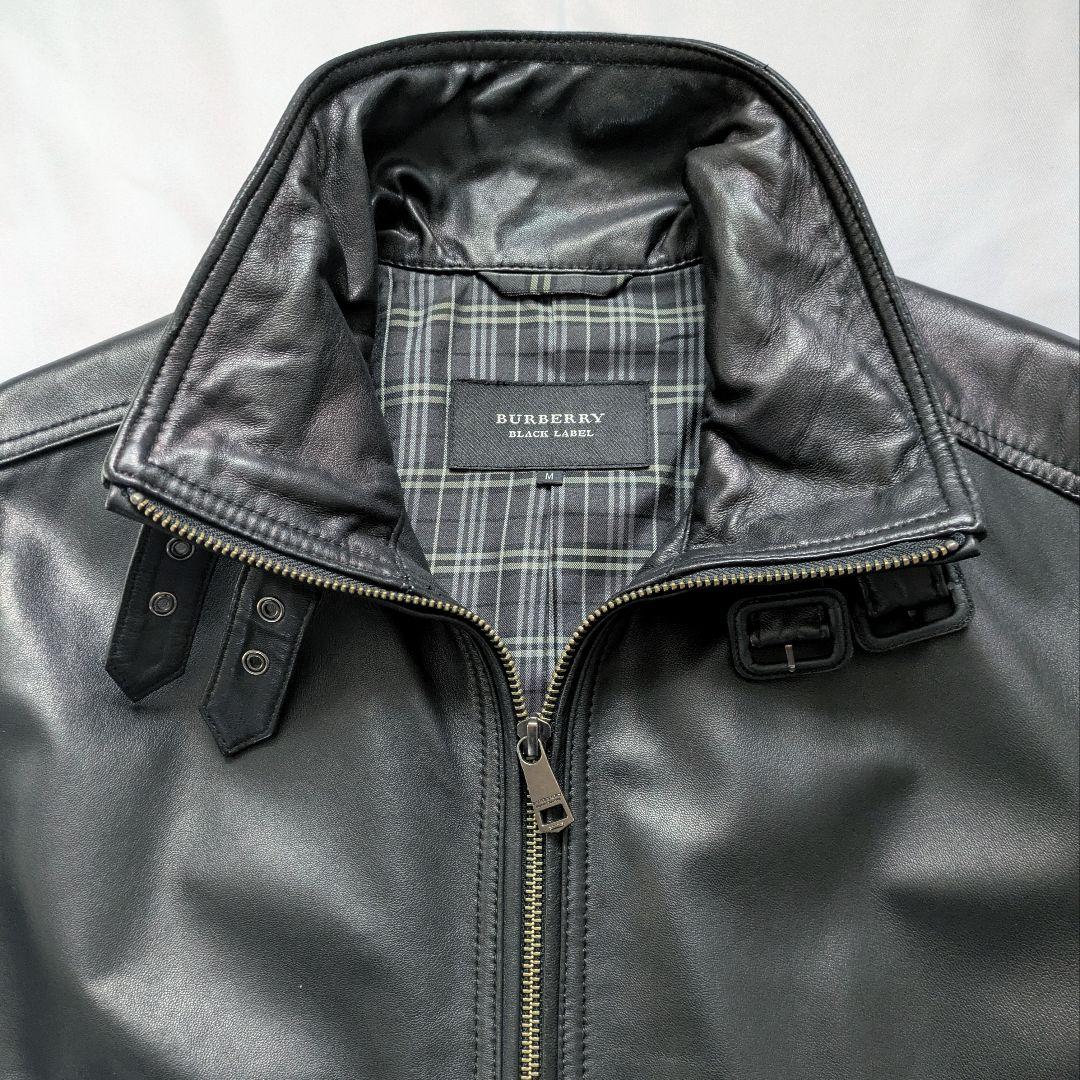 【美品】バーバリーブラックレーベル シングル ライダース ノバチェック 羊革 M