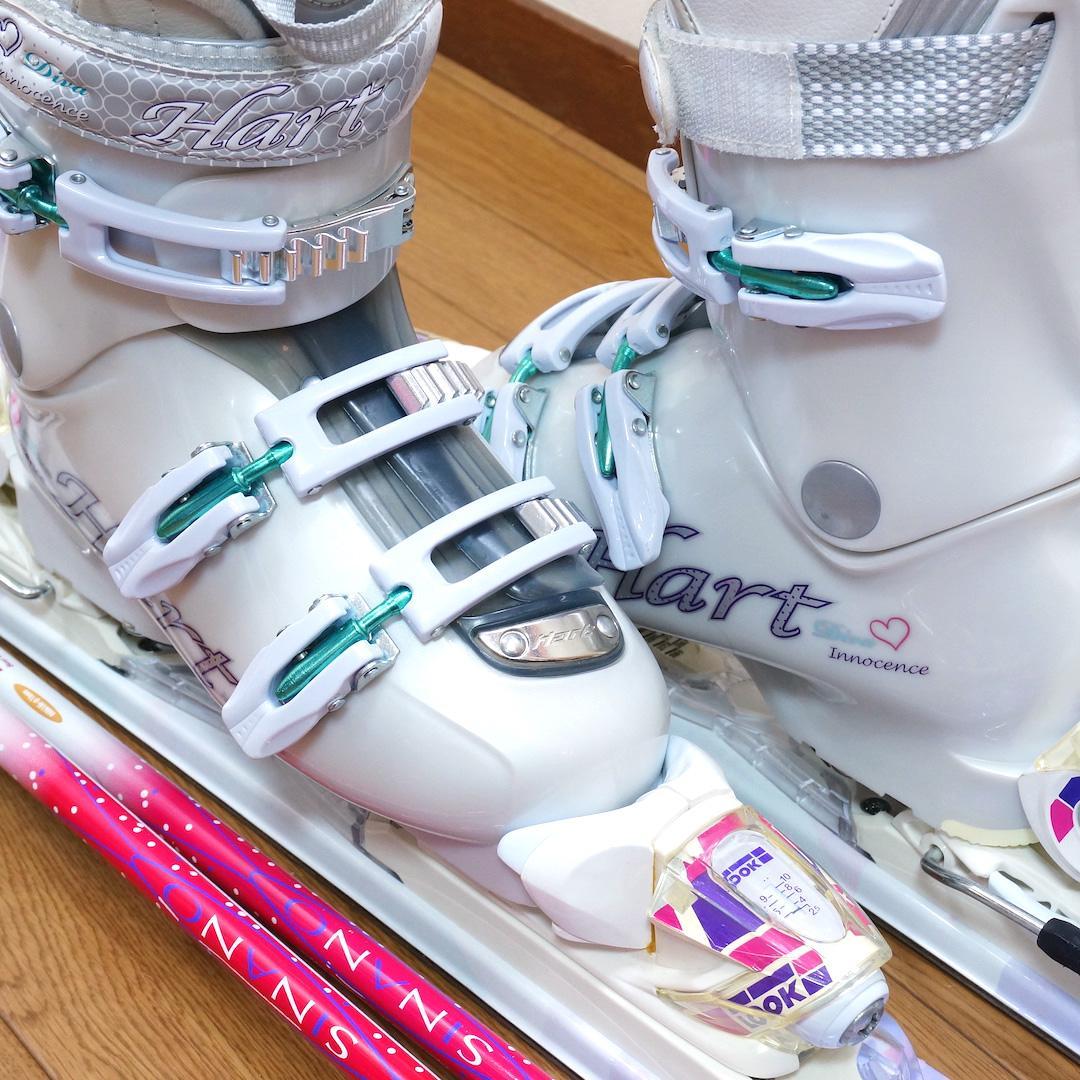 メンテ済 140cm 靴24cm HART レディース スキーセット