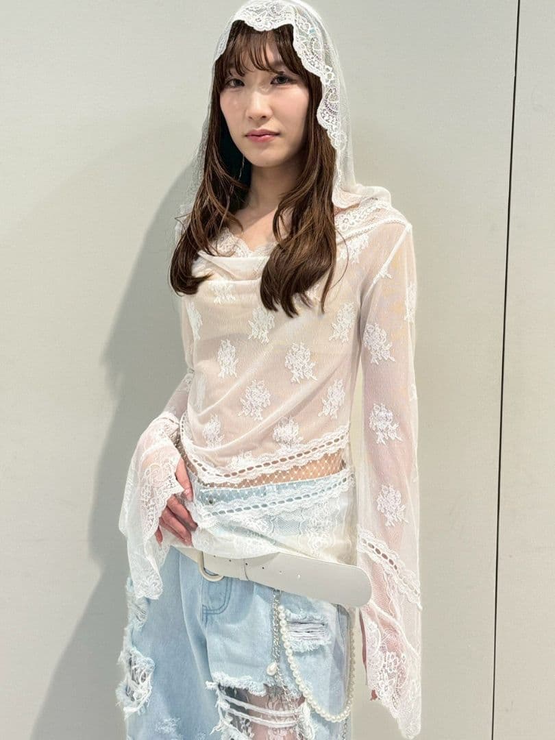 ワンピース neith. Veil Off-shoulder Dress(White)