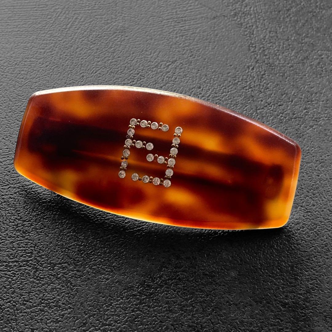 FENDI Logo Rhinestone barretta ロゴ　バレッタ