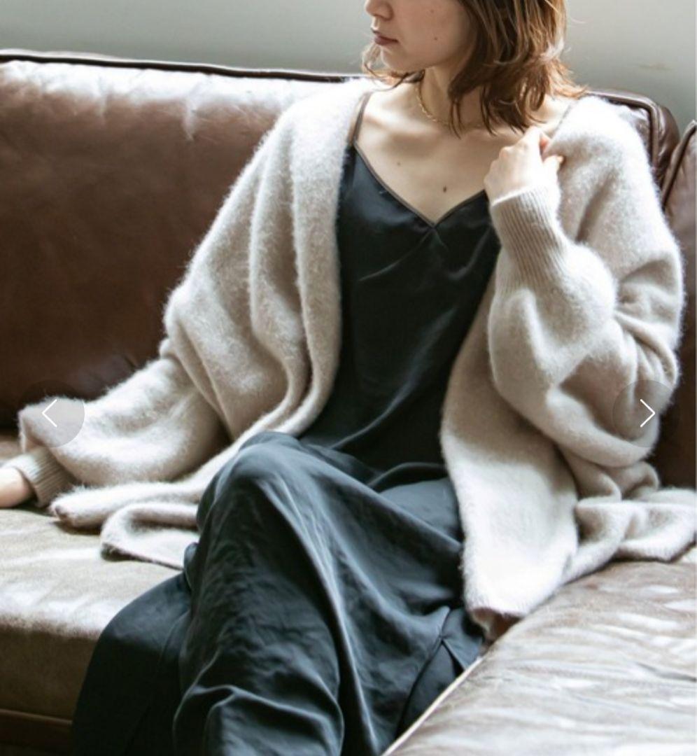 Nobleファーニットパフカーディガン　ブラウン