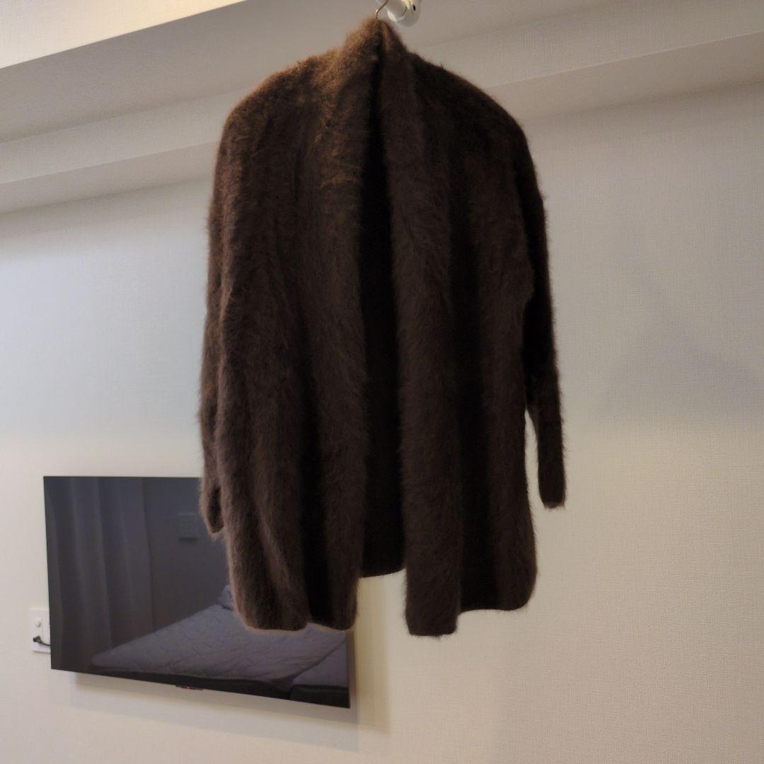 Nobleファーニットパフカーディガン　ブラウン