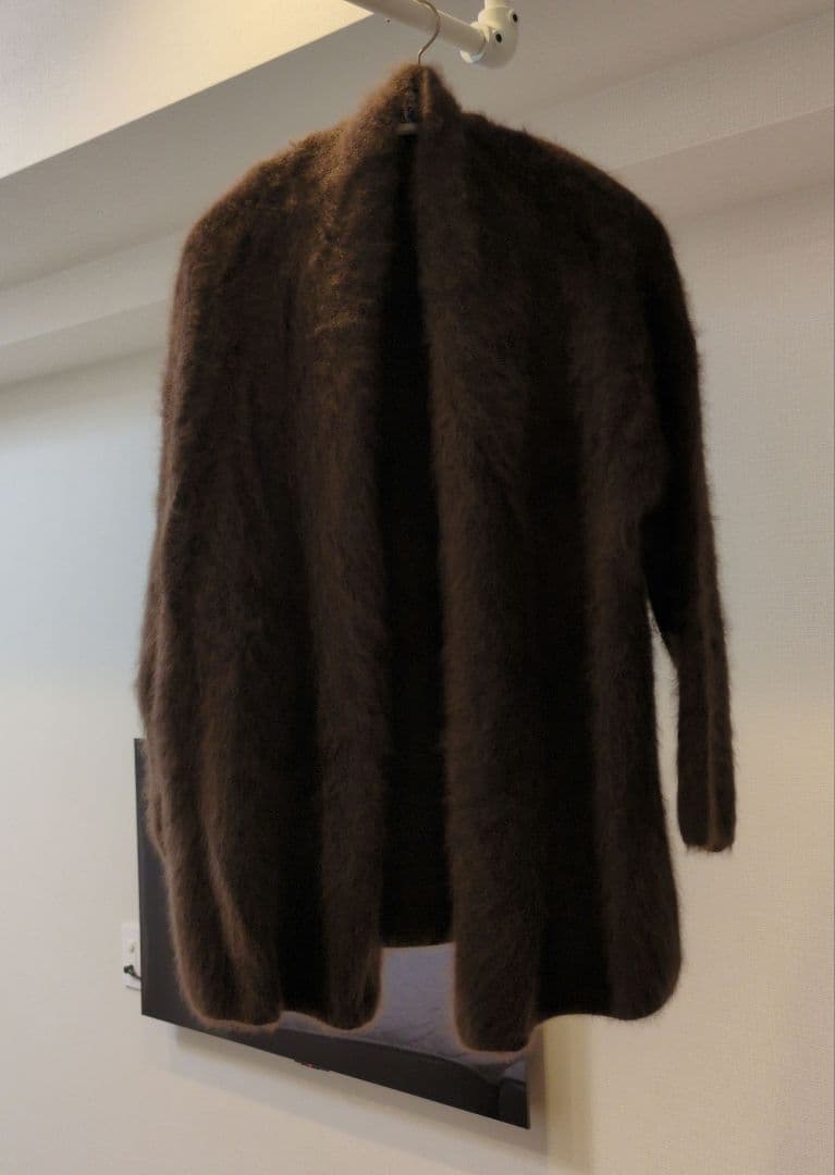 Nobleファーニットパフカーディガン　ブラウン