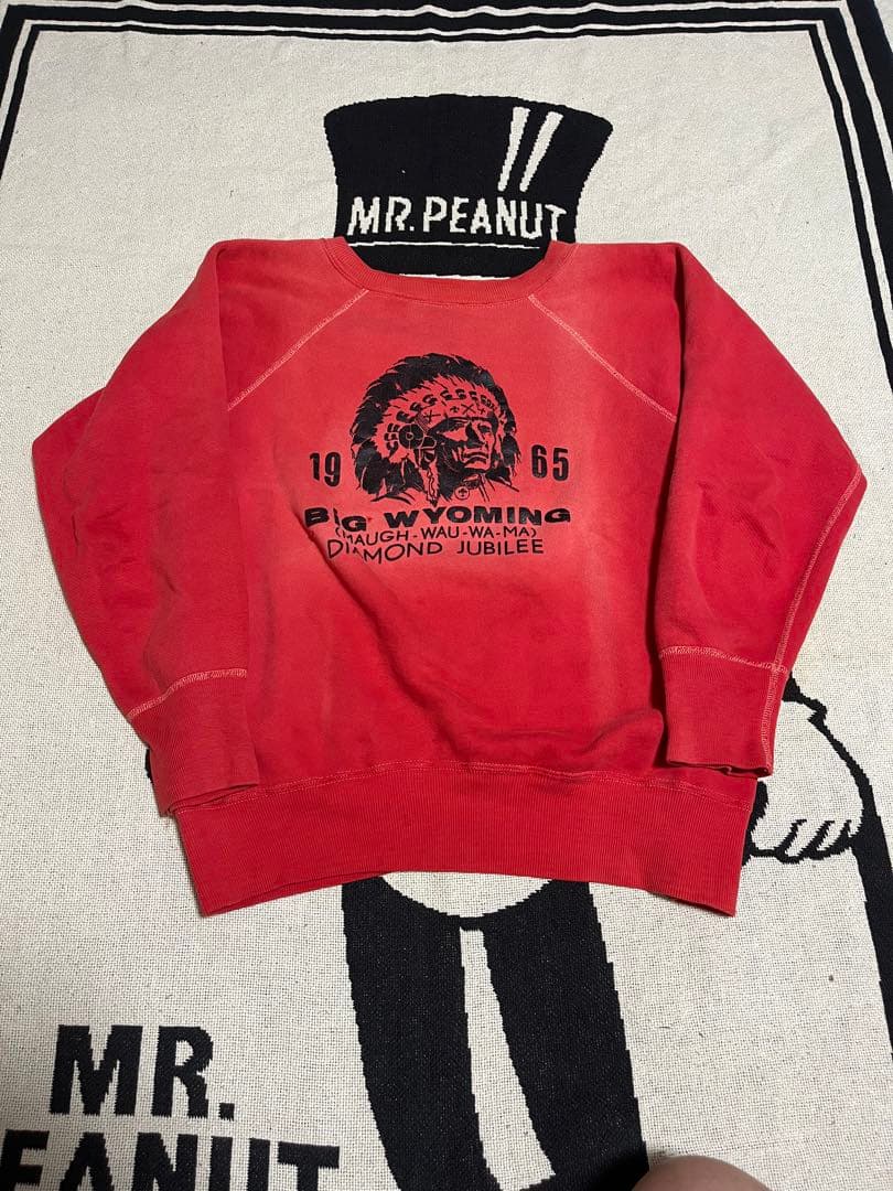 イ*コ様 60sスウェット　ラグラン　インディアンヘッド　ラバープリント　フェー