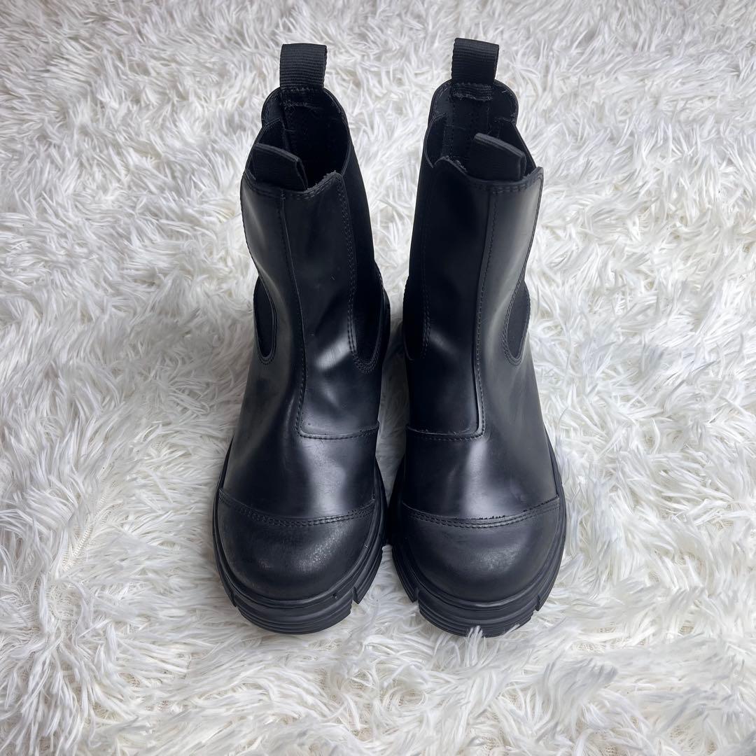 GANNI ガニー リサイクルラバー サイドゴアブーツ ブラック 24cm