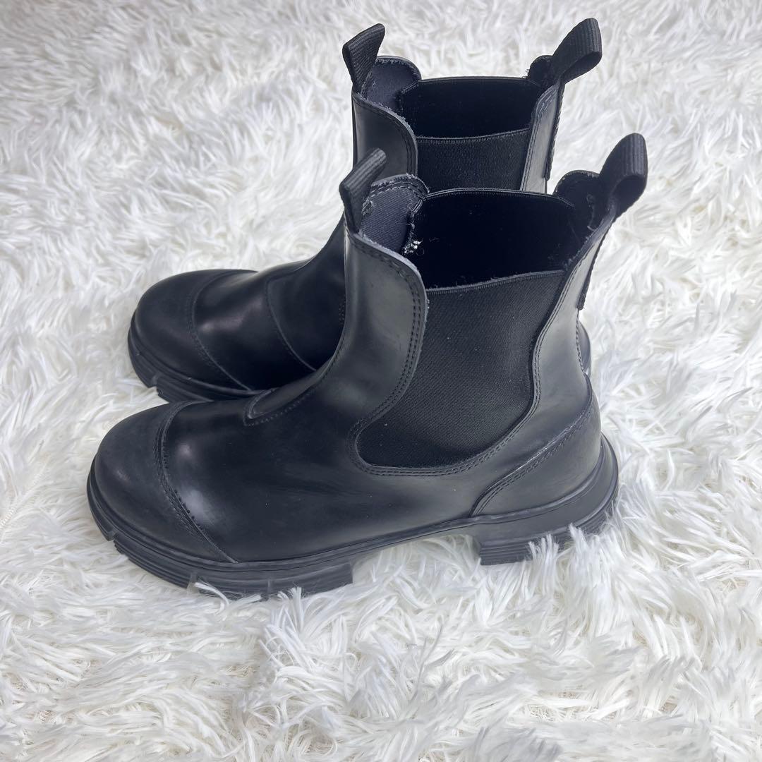 GANNI ガニー リサイクルラバー サイドゴアブーツ ブラック 24cm