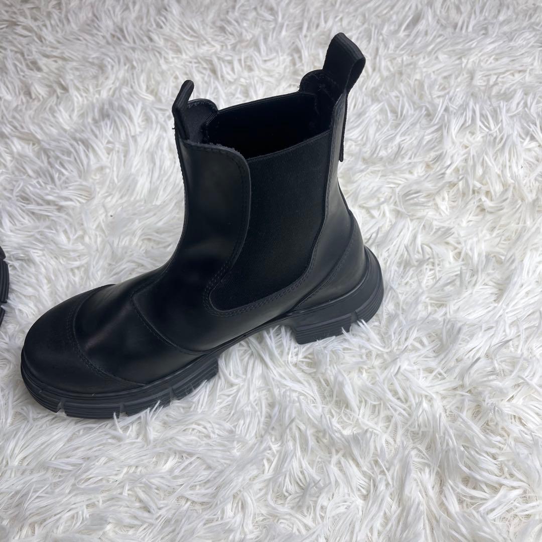 GANNI ガニー リサイクルラバー サイドゴアブーツ ブラック 24cm