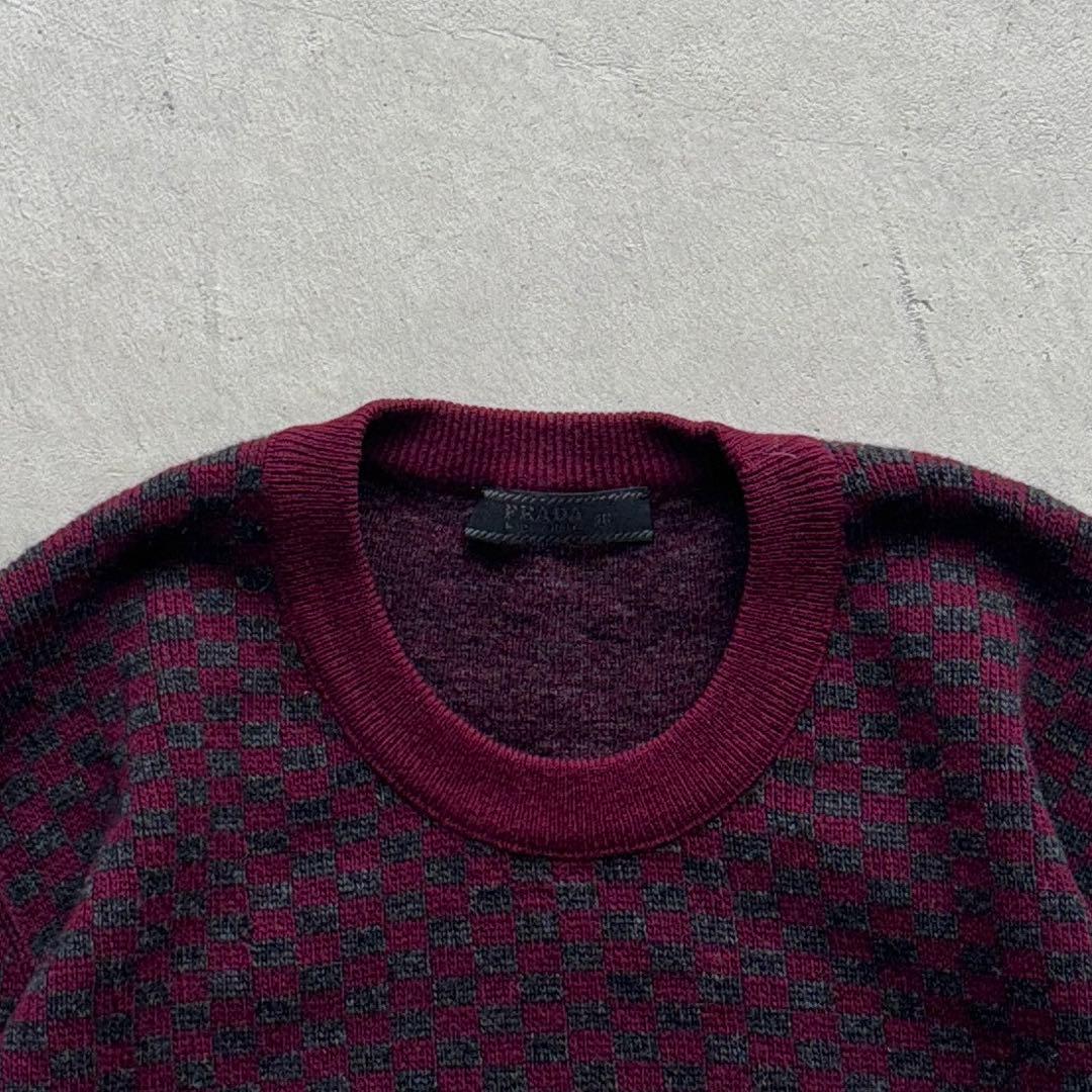 prada check kashmir knit カシミア ニット ボルドー