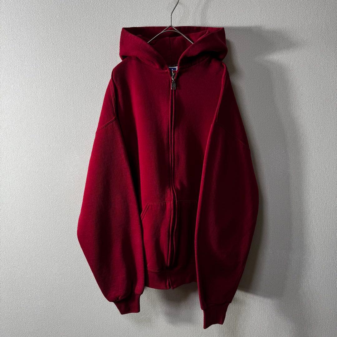 ち*ぶ様 希少 90s USA製 RUSSELL PLAIN 無地 フルジップ