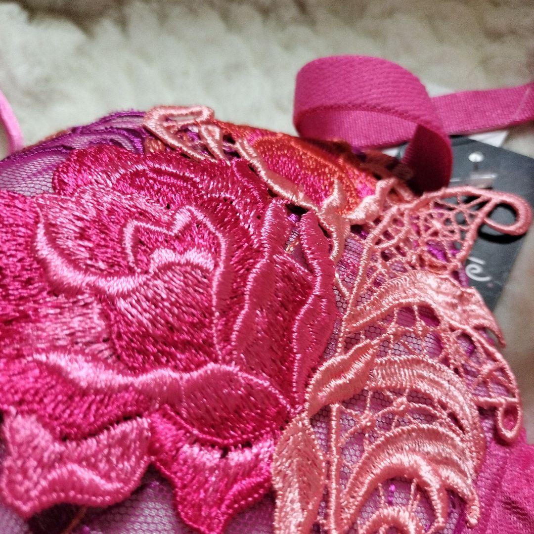 サルートピンク 花柄刺繍 ブラショーツセットE70 L即購入◎☆お値下げ不可