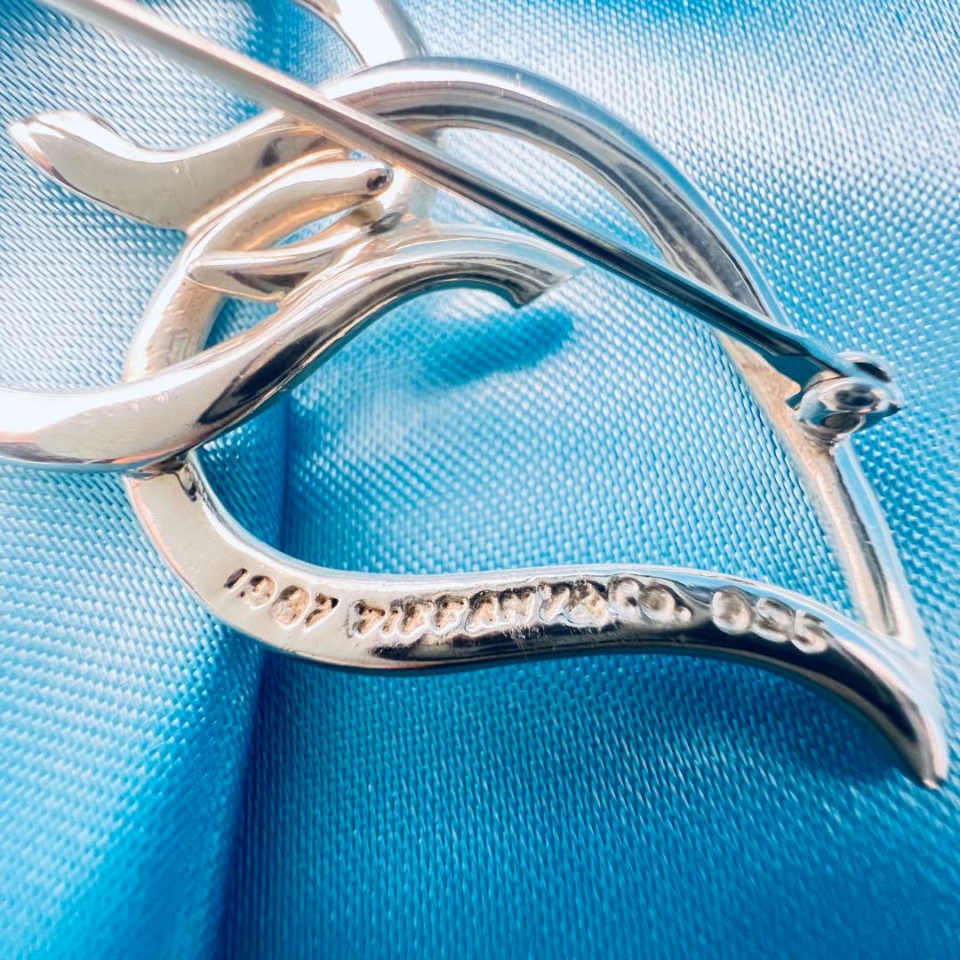 美品　ティファニー　シルバー　ブローチ　ダブル　リーフ