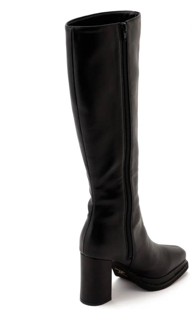 ち*！様 今期大人気完売　新品未使用ECOレザー ダブルピース ロングブーツ