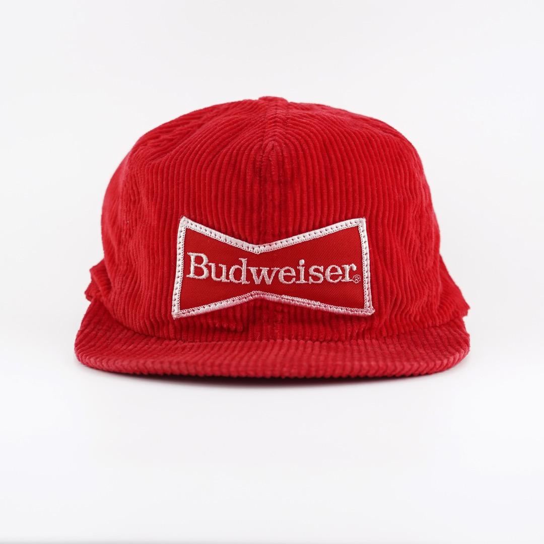 バドワイザー 帽子 キャップ コーデュロイ 90s USA 企業 赤 18407