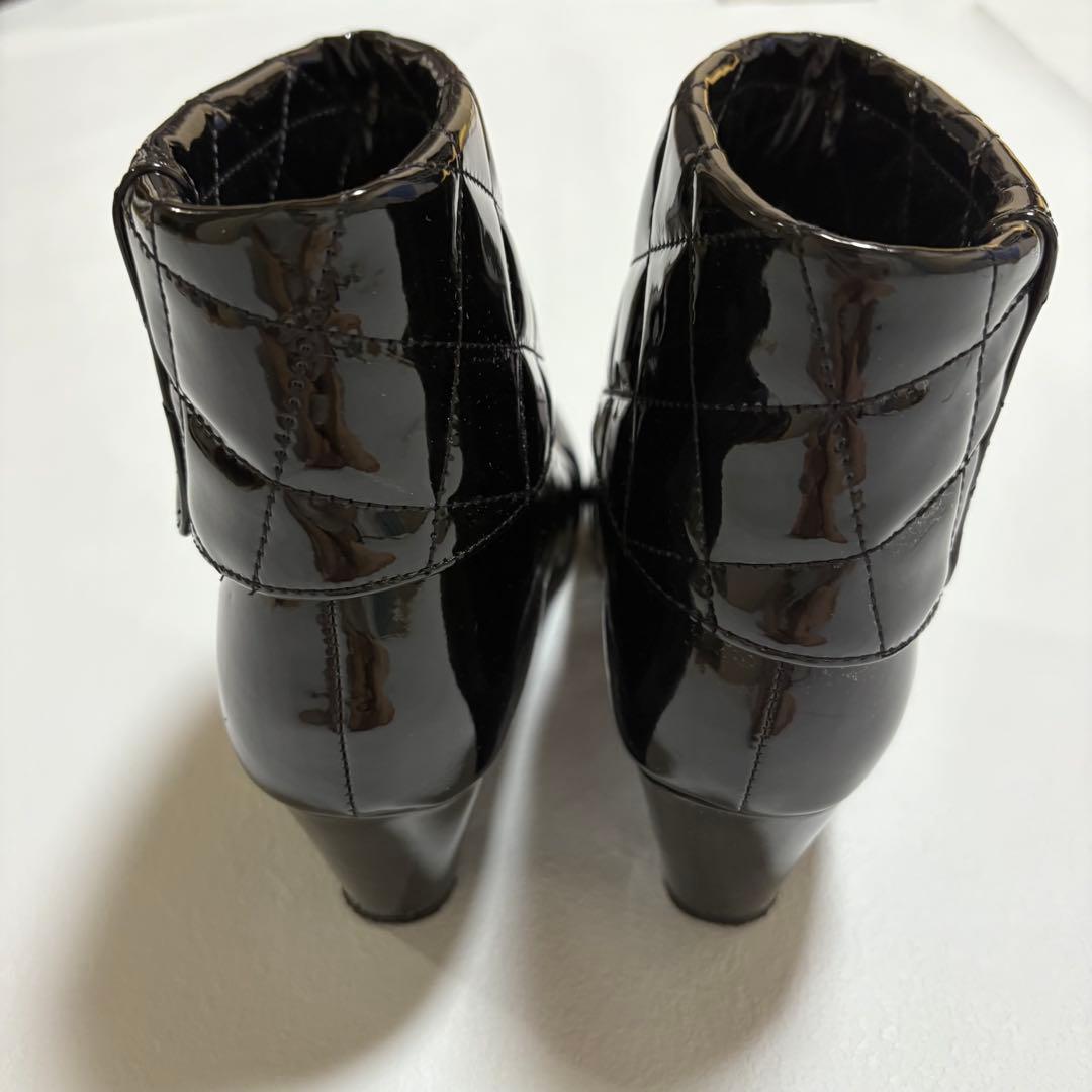 マリークワント キルティング レインブーツ デイジー ブラック M 長靴