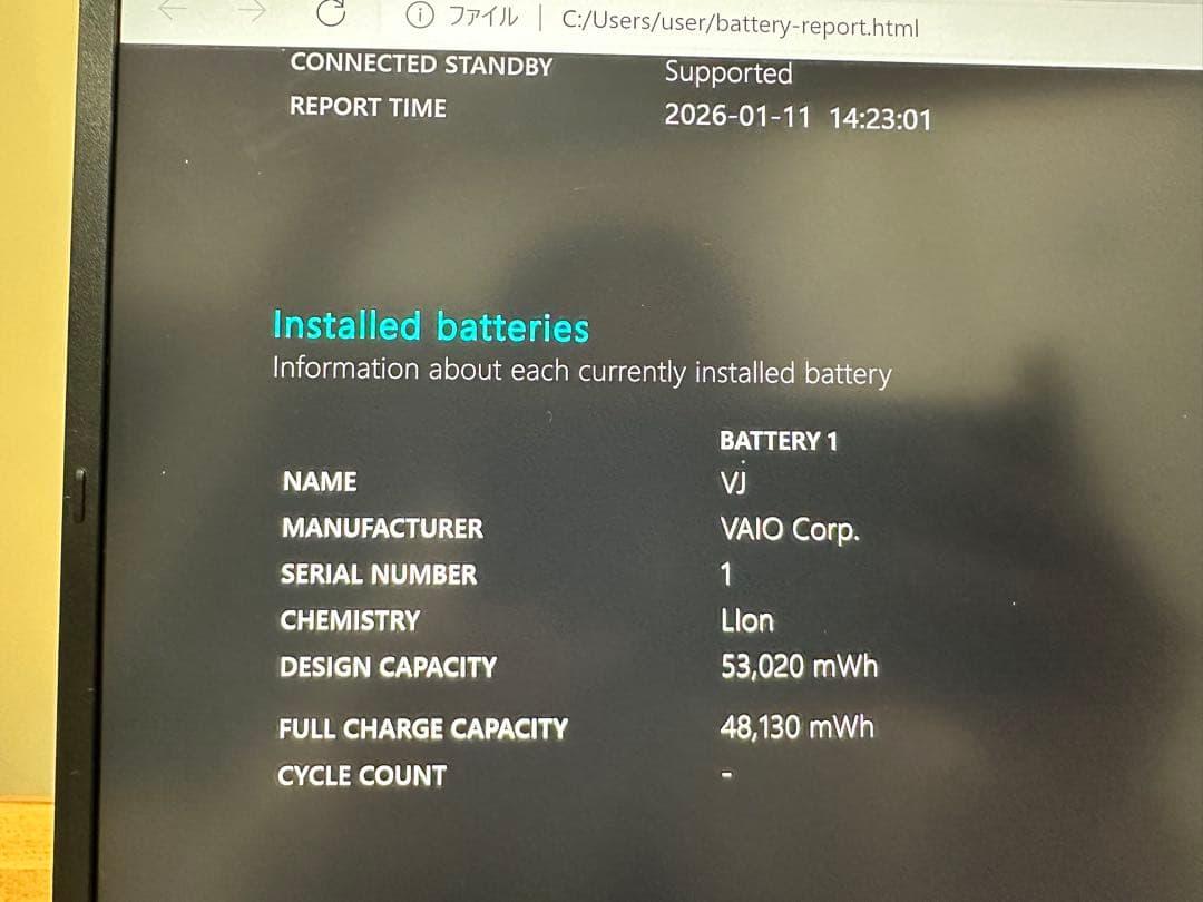 良品 VAIO Core i7gen11,画面 14inch 4K,メモ32Gb