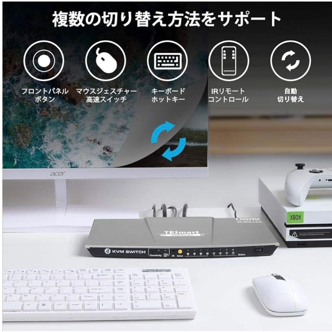 TESmart 4K 4x1 KVMスイッチ HDMI 4ポート