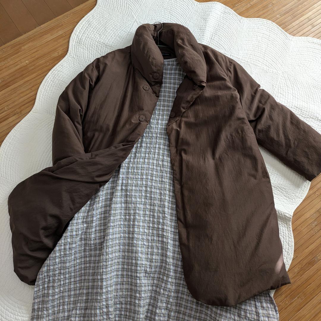 ヨーガンレール☆17年冬☆シルクコットンダウンゆったりロングジャケット☆ブラウン