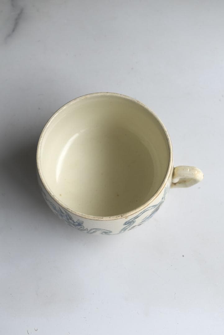 美品クレイユモントロー　可愛いリボンと勿忘草のカップ　フランスアンティーク