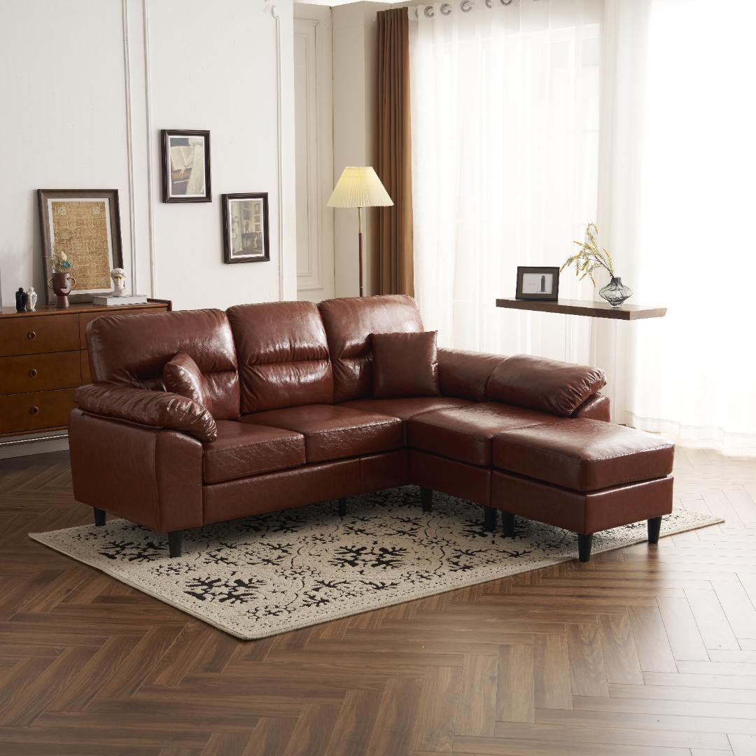 PU ソファ ソファーセット 5人掛け 2-5人掛け L字 クッション付 肘付き