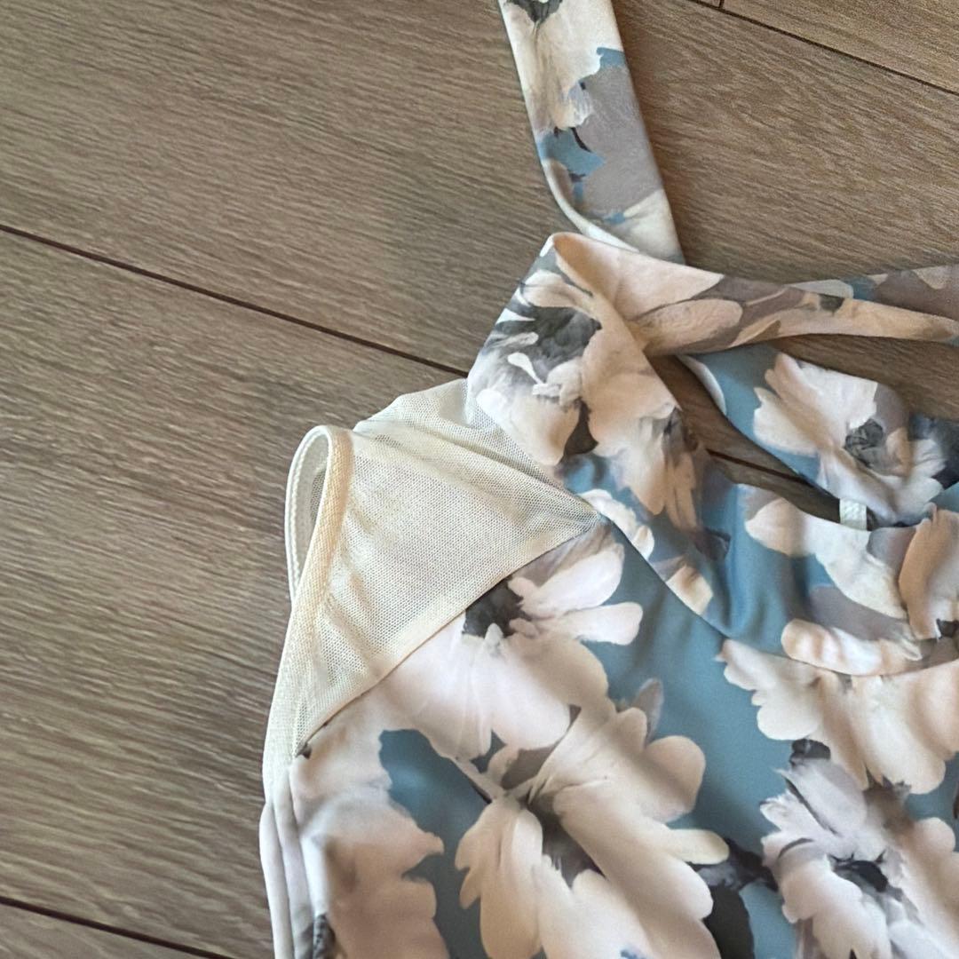 スティナ　Mサイズ　タイプN バッグリボン青と白花柄　レオタード