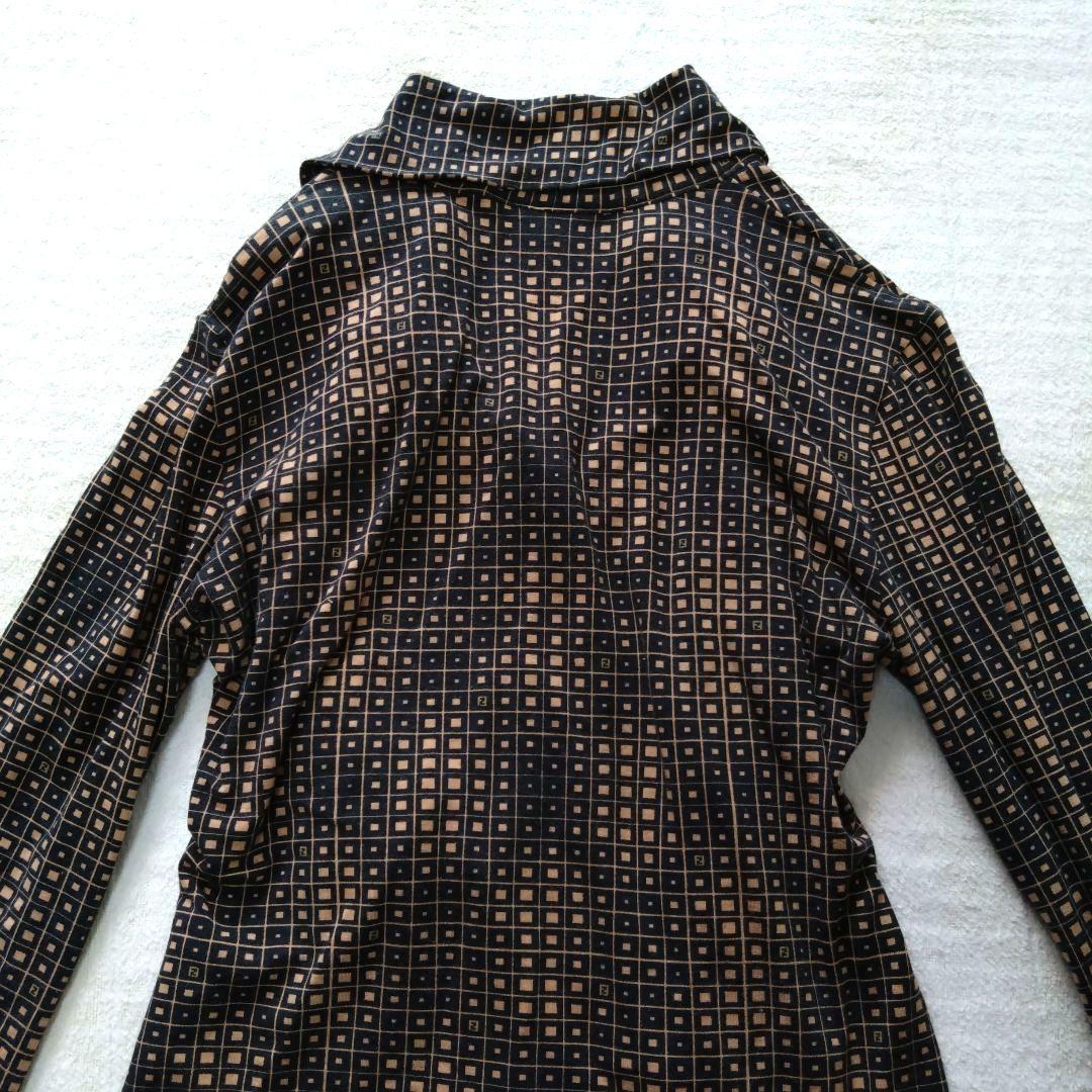 フェンディ Fendi リボン付き長袖シャツ ズッカ柄 イタリア製 ストレッチ