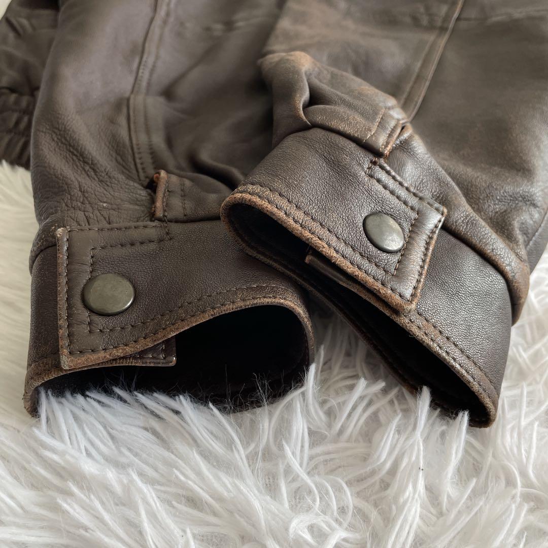 【トルコ製】A-2 type 本革 レザージャケット ミリタリー ブラウン 短丈