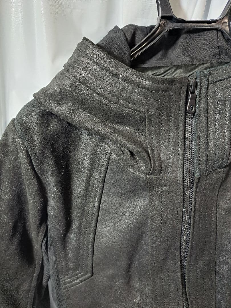 未使用　ノーアイディー　NO ID　レザーフードジャケット